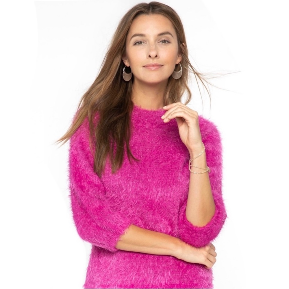 NEW NIC + ZOE PINK FUZZY SWEATER